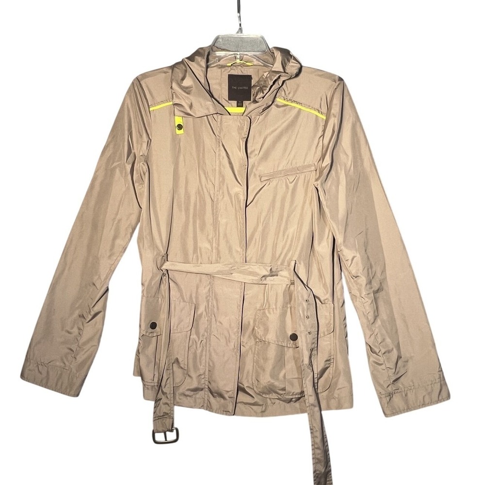 The Limited Women's Taupe Belted Utility Jacket Full Zip Hooded Size M